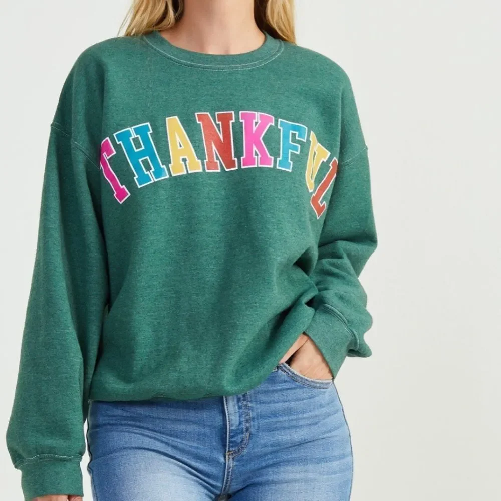 Thankful Forest Green Sweatshirt - Picture 1 of 4